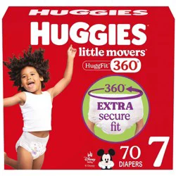 Huggies Little Movers HuggFit 360 Pull On Diapers - Size 7 - 70ct