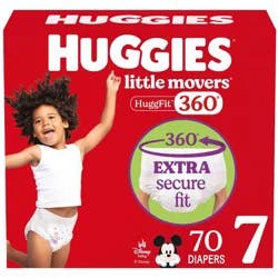 Huggies Little Movers HuggFit 360 Pull On Diapers - Size 7 - 70ct