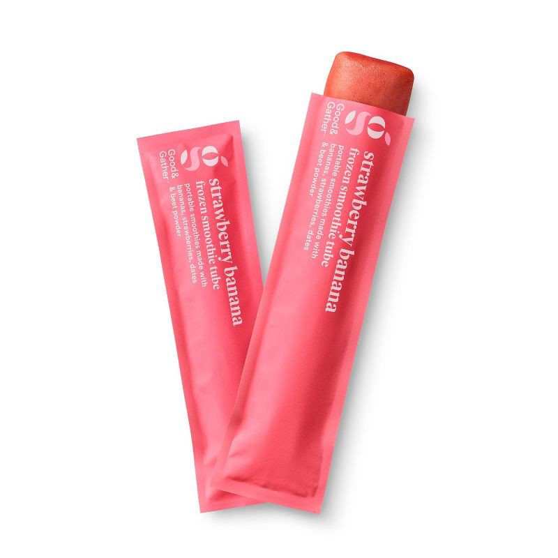 slide 3 of 4, Naturally Flavored Strawberry Banana Frozen Smoothie Tubes - 12oz/6ct - Good & Gather™, 6 ct; 12 oz
