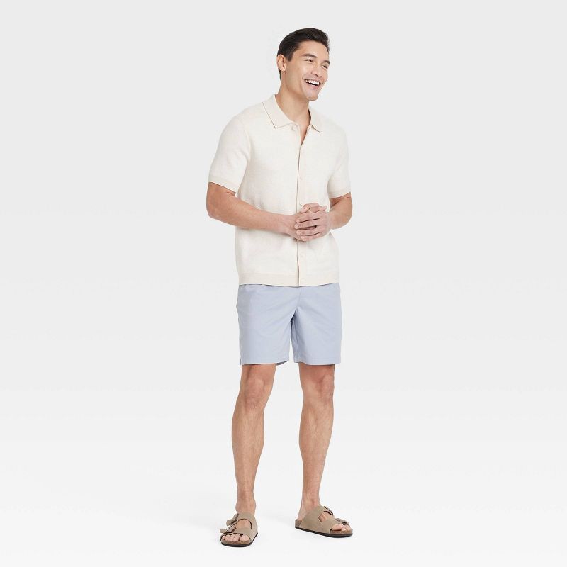 slide 3 of 3, Men's 7" Pull-On Shorts - Goodfellow & Co™ Gray M: Cotton Twill, Mid Rise, Drawstring Waist, 1 ct