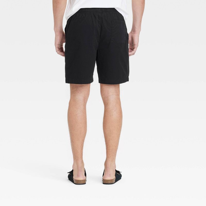 slide 2 of 3, Men's 7" Pull-On Shorts - Goodfellow & Co™ Black M: Cotton Twill, Drawstring Waist, Pockets, 1 ct