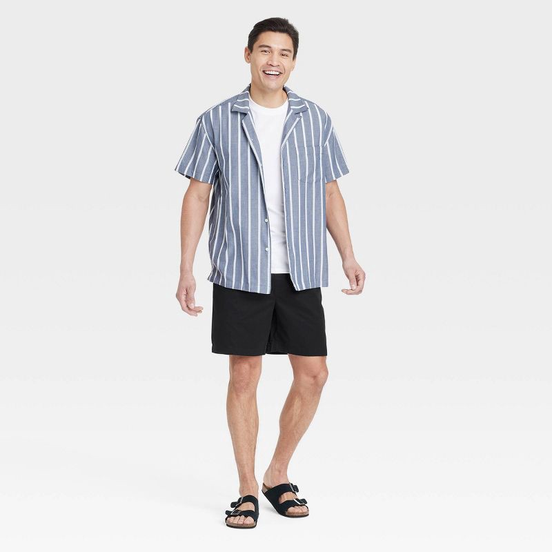 slide 3 of 3, Men's 7" Pull-On Shorts - Goodfellow & Co™ Black M: Cotton Twill, Drawstring Waist, Pockets, 1 ct