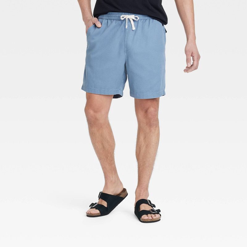 slide 1 of 3, Men's Vintage 7" Elevated Washed Pull-On Shorts - Goodfellow & Co™ Blue S: Twill Fabric, 1 ct