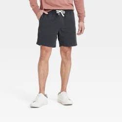 Men's Vintage 7" Elevated Pull-On Shorts - Goodfellow & Co™ Charcoal Gray S: Twill Fabric