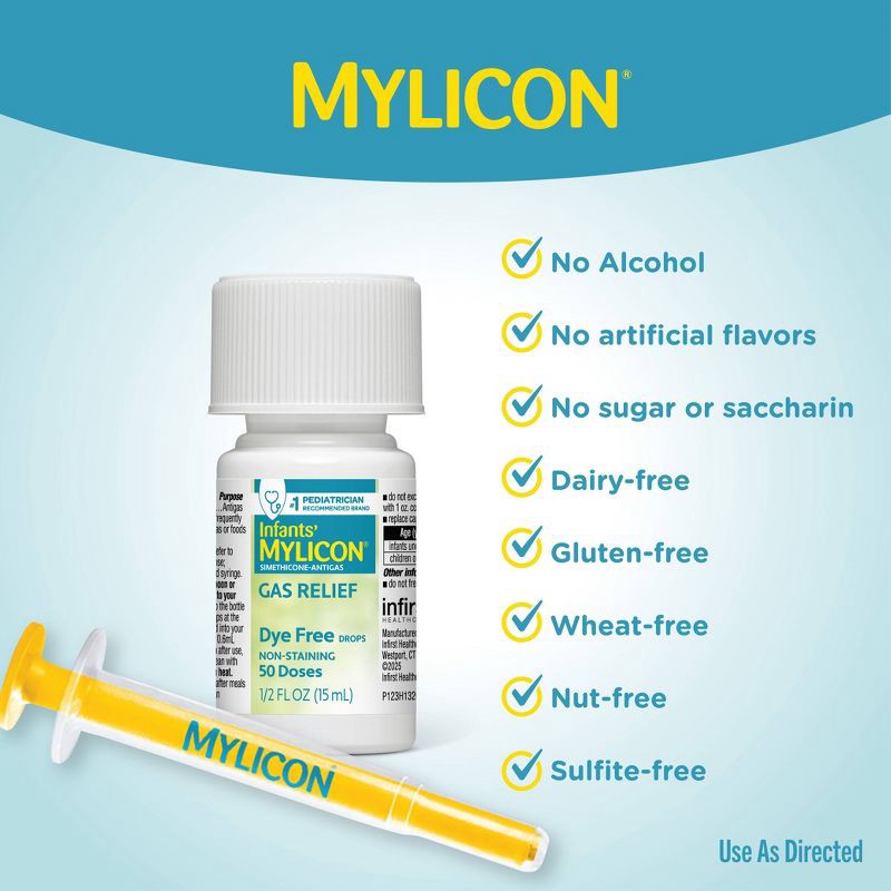 slide 5 of 7, Mylicon Infants Gas Relief Drops Dye Free - 0.5 fl oz, 0.5 fl oz