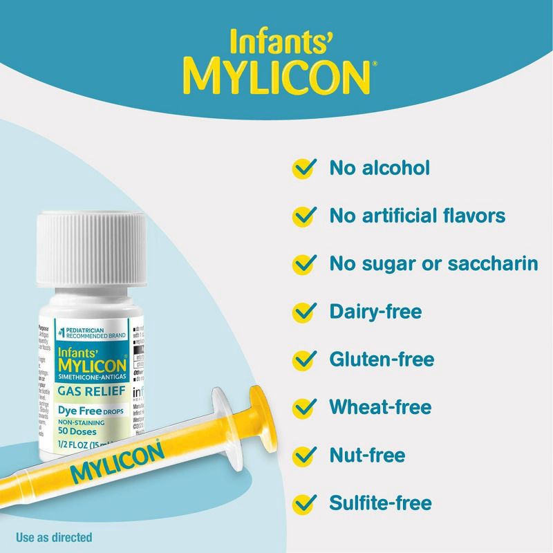 slide 7 of 9, Mylicon Infants Gas Relief Drops Dye Free - 0.5 fl oz, 0.5 fl oz