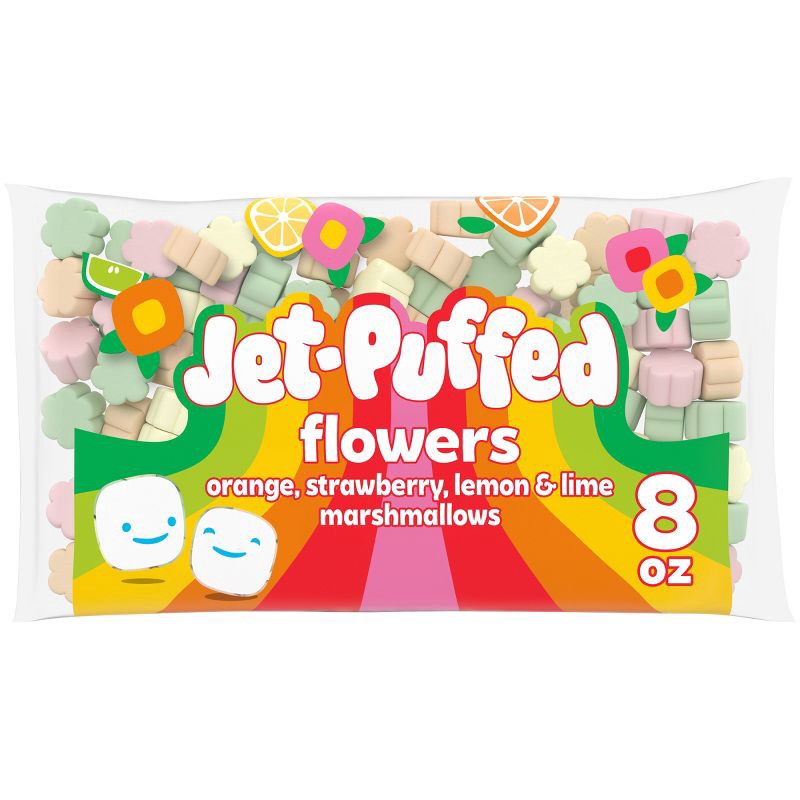 slide 1 of 9, Kraft Jet Puffed Flowers Orange Strawberry Lemon & Lime Flavored Marshmallows - 8oz, 8 oz