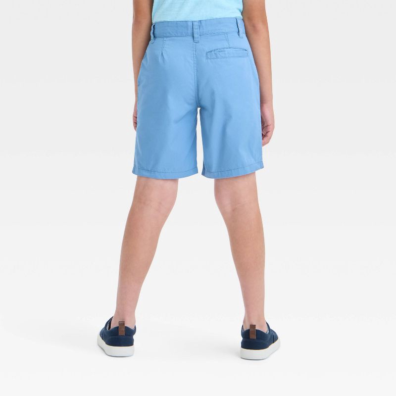 slide 2 of 3, Boys' Flat Front 'At the Knee' Chino Shorts - Cat & Jack™ Blue 8: Cotton, Adjustable Waistband, 1 ct