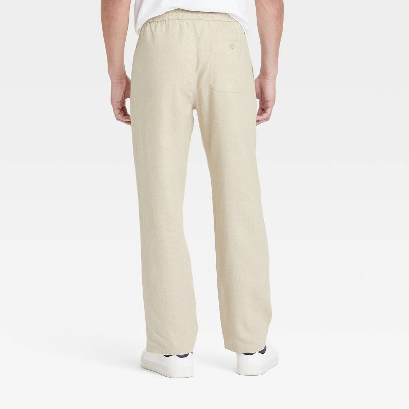 slide 2 of 3, Men's Linen Blend Pull-On Pants - Goodfellow & Co™ Cream S: Midweight Woven Fabric, Front & Back Pockets, Straight Leg, 1 ct
