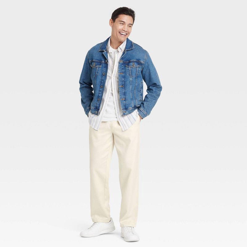 slide 3 of 3, Men's Straight Fit Pull-On Pants - Goodfellow & Co™ Cream XL: Midweight, Woven, Front & Back Pockets, 1 ct