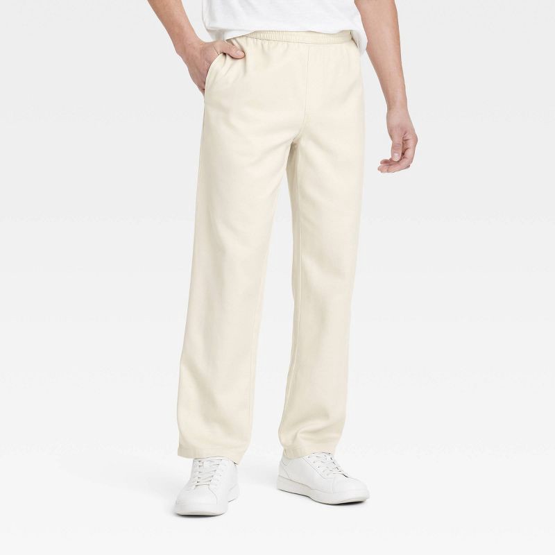 slide 1 of 3, Men's Straight Fit Pull-On Pants - Goodfellow & Co™ Cream XL: Midweight, Woven, Front & Back Pockets, 1 ct