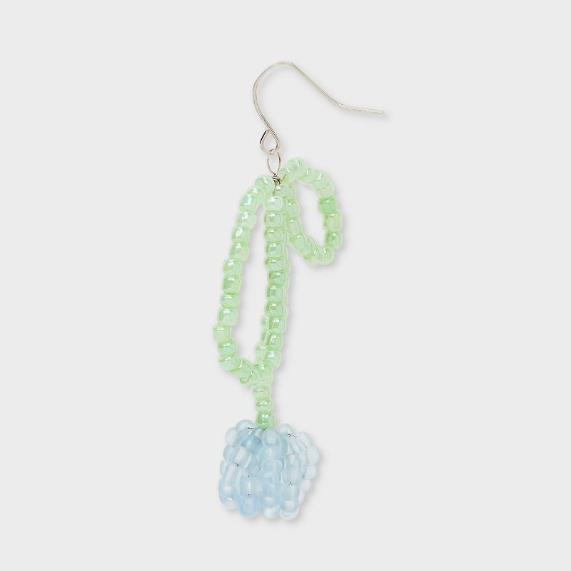 slide 3 of 3, Beaded Tulip Drop Earrings - Wild Fable™ /Blue: French Wire, Iron & Glass, Nickel-Free, 3.44" Length, 3.7g Weight, 1 ct