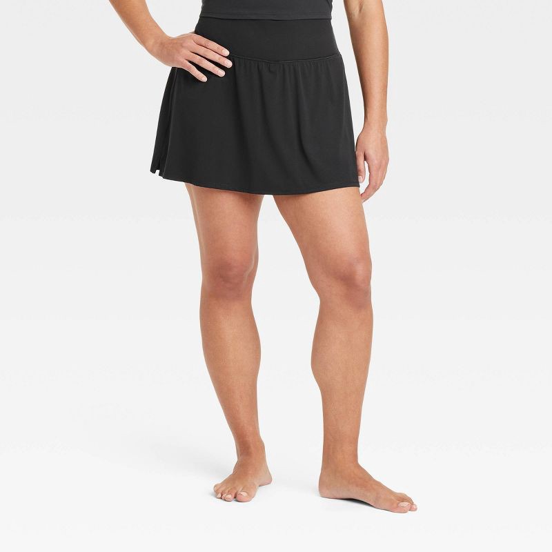 slide 3 of 6, Women's Everyday Soft Mid-Rise Skort 14.5" - All In Motion™ Black S: Fit, Moisture Wicking, UPF 50+, 1 ct