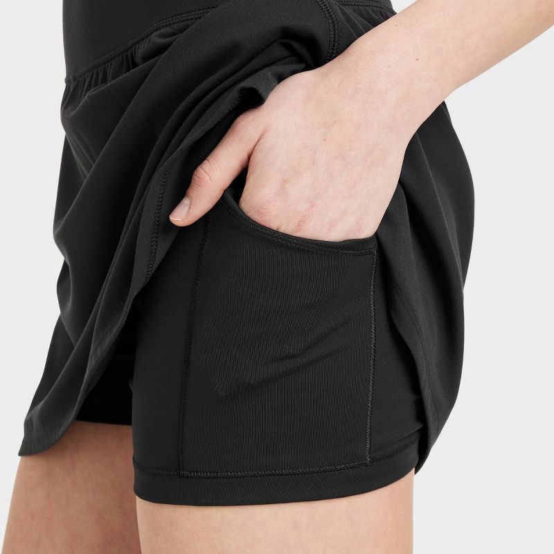 slide 6 of 6, Women's Everyday Soft Mid-Rise Skort 14.5" - All In Motion™ Black L: Moisture Wicking, Built-in Shorts, UPF 50+, 1 ct