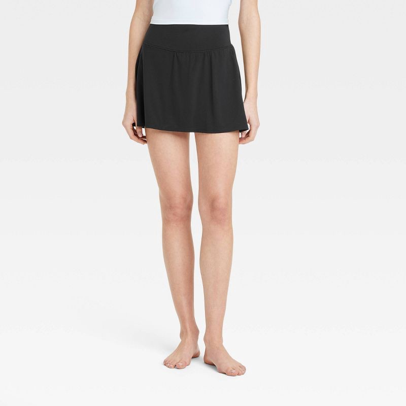 slide 1 of 6, Women's Everyday Soft Mid-Rise Skort 14.5" - All In Motion™ Black L: Moisture Wicking, Built-in Shorts, UPF 50+, 1 ct