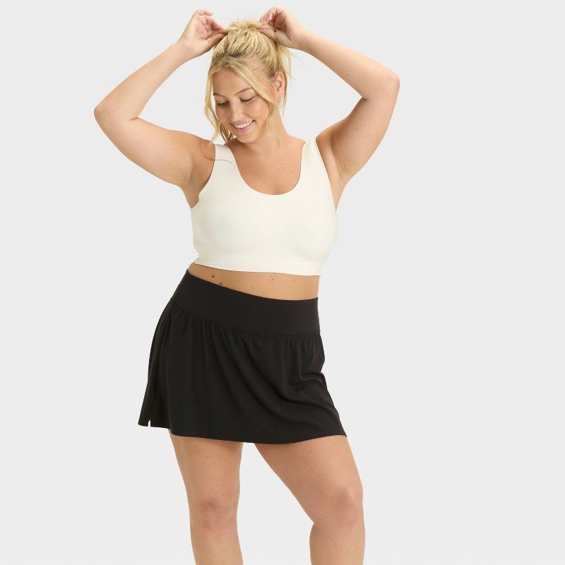 slide 3 of 7, Women's Everyday Soft Mid-Rise Skort 14.5" - All In Motion™ Black XXL: Moisture Wicking, Quick Drying, Built-in Shorts, Side Pocket, 1 ct