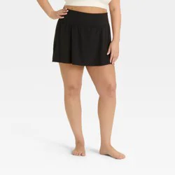 Women's Everyday Soft Mid-Rise Skort 14.5" - All In Motion™ Black XXL: Moisture Wicking, Quick Drying, Built-in Shorts, Side Pocket