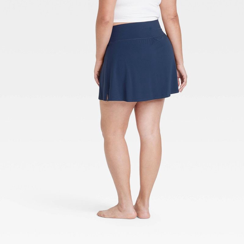 slide 4 of 6, Women's Everyday Soft Mid-Rise Skort 14.5" - All In Motion™ Navy Blue M: Moisture Wicking, Built-in Shorts, 1 ct