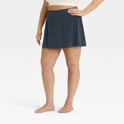 Women's Everyday Soft Mid-Rise Skort 14.5" - All In Motion™ Navy Blue XXL: Moisture Wicking, Built-in Shorts