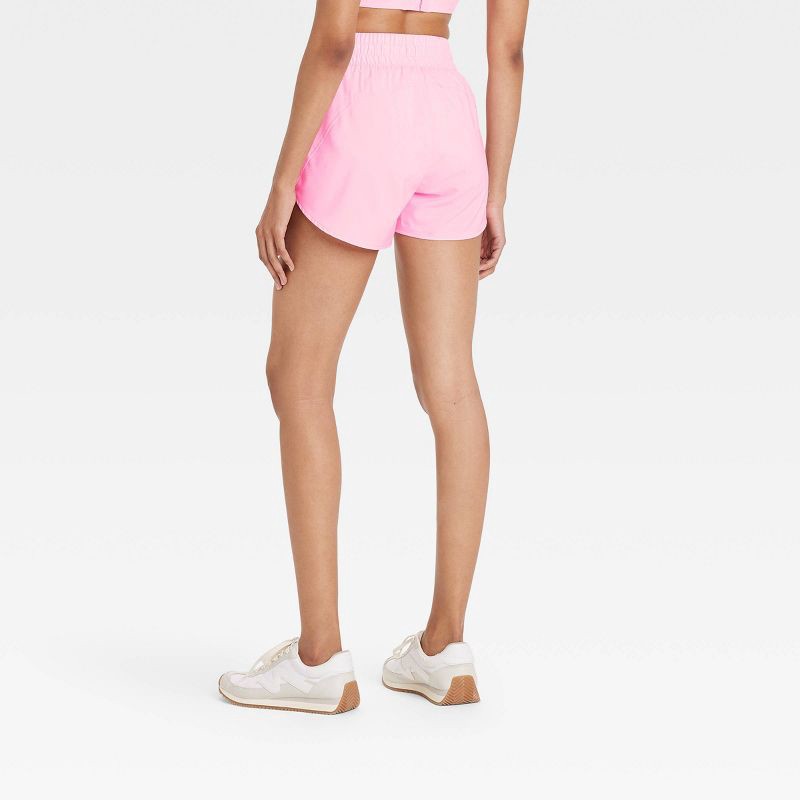 slide 2 of 5, Women's Woven Mid-Rise Run Shorts 3" - All In Motion™ Pink XXL: Lightweight, Moisture-Wicking, Quick-Dry, Adjustable Waistband, 1 ct