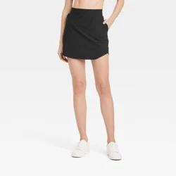 Women's Woven High-Rise Skort 15.5" - All In Motion™ Black XL: Moisture Wicking, Quick Dry, 4-Way Stretch