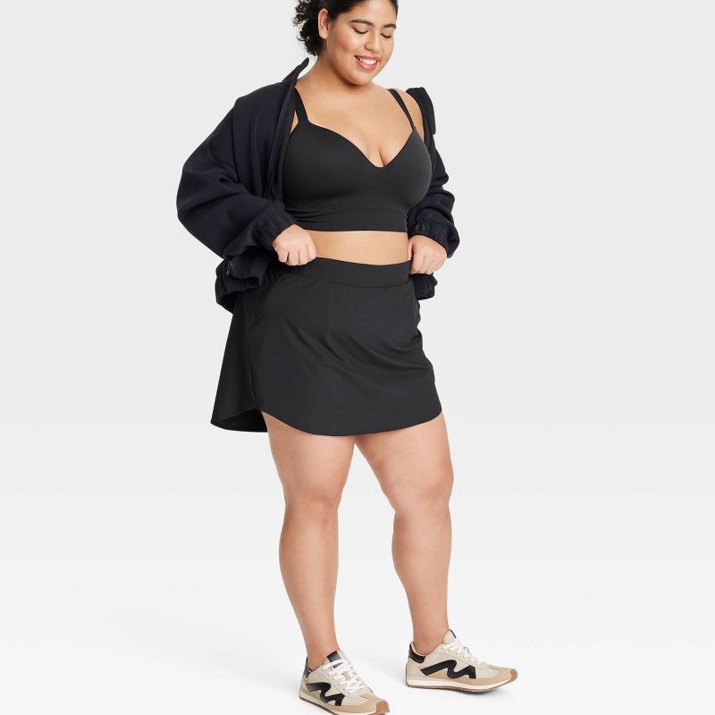 slide 3 of 4, Women's Woven High-Rise Skort 15.5" - All In Motion™ Black XXL: Moisture Wicking, Quick Dry, UPF 50+, Built-in Shorts, 1 ct