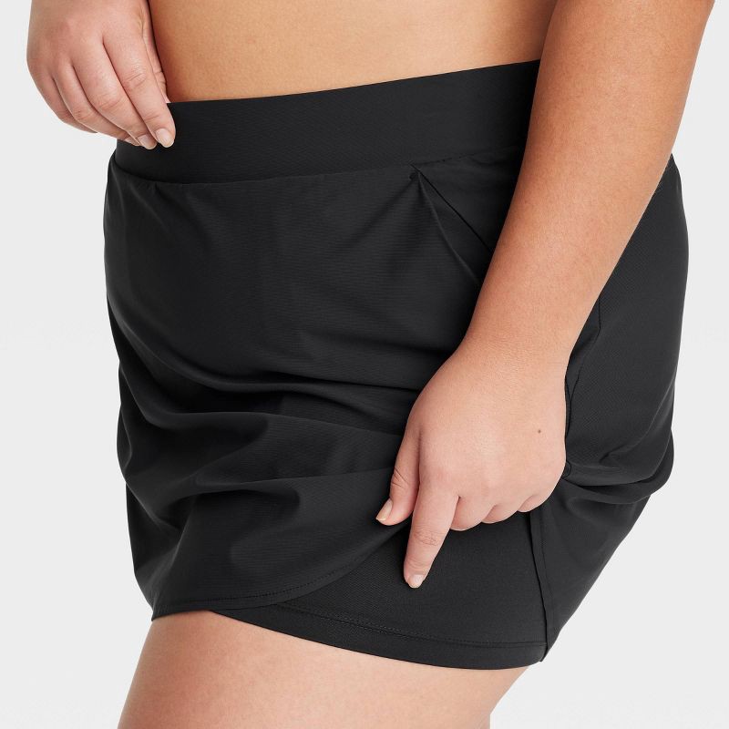 slide 4 of 4, Women's Woven High-Rise Skort 15.5" - All In Motion™ Black XXL: Moisture Wicking, Quick Dry, UPF 50+, Built-in Shorts, 1 ct