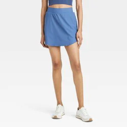 Women's Woven High-Rise Skort 15.5" - All In Motion™ Blue XS: Moisture Wicking, Quick Dry, UPF 50+