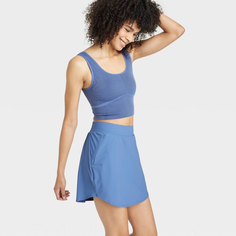 slide 5 of 6, Women's Woven High-Rise Skort 15.5" - All In Motion™ Blue M: Fit, Adjustable Waistband, Built-in Shorts, Quick Dry, 1 ct