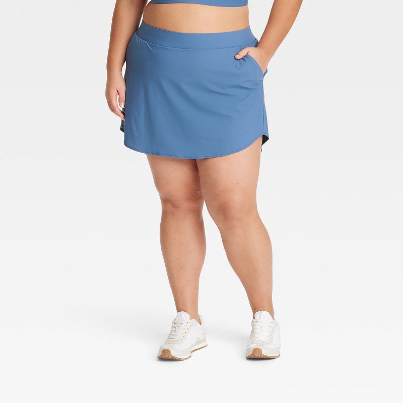 slide 1 of 4, Women's Woven High-Rise Skort 15.5" - All In Motion™ Blue XXL: Fit, Moisture Wicking, Built-in Shorts, 1 ct