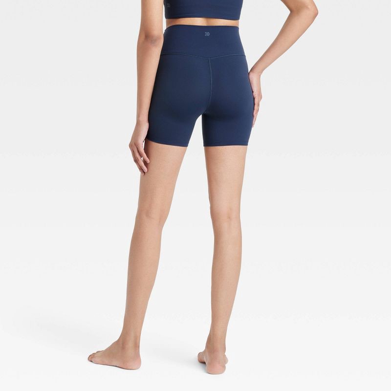 slide 2 of 5, Women's Everyday Soft Ultra High-Rise Bike Shorts 6" - All In Motion™ Navy Blue L: Moisture Wicking, UPF 50+, 1 ct