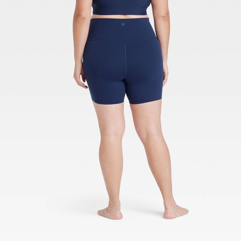 slide 4 of 5, Women's Everyday Soft Ultra High-Rise Bike Shorts 6" - All In Motion™ Navy Blue L: Moisture Wicking, UPF 50+, 1 ct