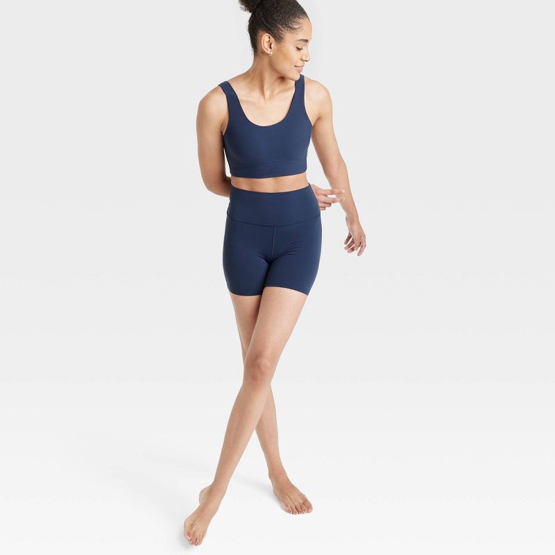 slide 5 of 5, Women's Everyday Soft Ultra High-Rise Bike Shorts 6" - All In Motion™ Navy Blue L: Moisture Wicking, UPF 50+, 1 ct