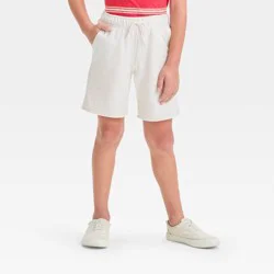Boys' Pull-On Shorts - Cat & Jack™ Beige S: French Terry, Drawstring Waist, Midweight Fabric