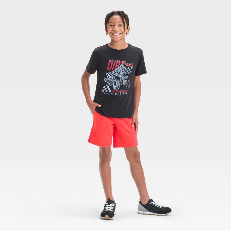 slide 3 of 3, Boys' Pull-On Shorts - Cat & Jack™ Red S: Cotton Blend, Recycled Polyester, Midweight French Terry, Flexible Drawstring, 1 ct