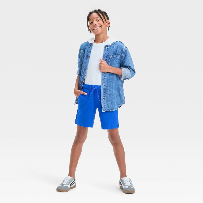 slide 3 of 3, Boys' Pull-On Shorts - Cat & Jack™ Royal Blue L: French Terry, Drawstring Waist, 7.5" Inseam, 1 ct