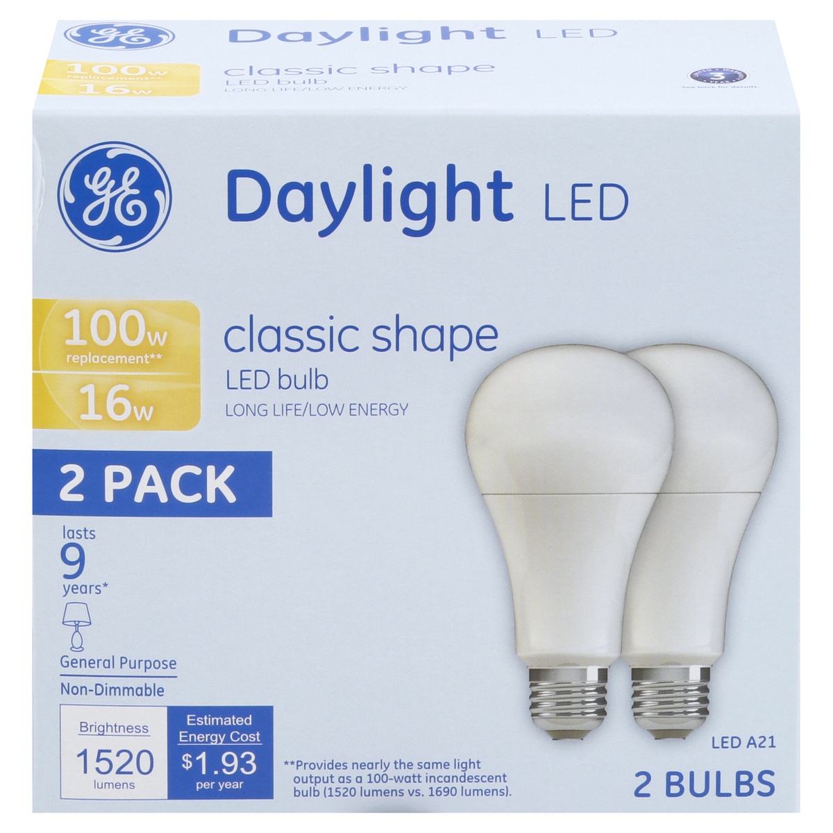 slide 1 of 1, GE Led16A10K/Dl/, 2 ct