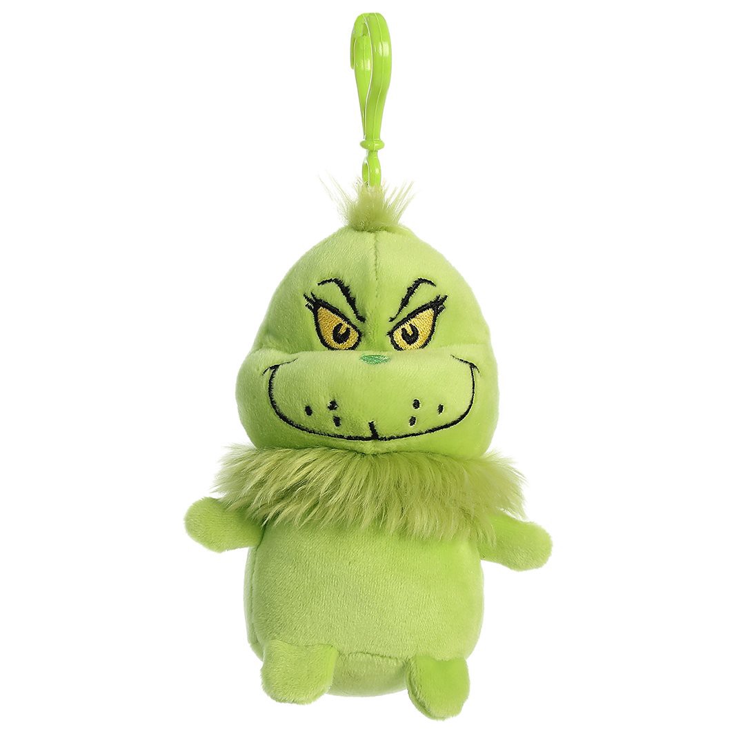 slide 1 of 1, Dr. Seuss Squishy Grinch Christmas Plush Clip, 4.5 in