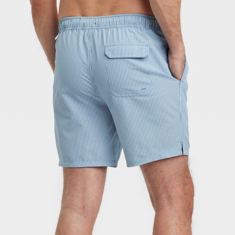 slide 2 of 4, Men's 7" Striped Seersucker Swim Trunks - Goodfellow & Co™ Blue XXL: Quick Dry, Mesh Liner, Elastic Waistband, Above Knee, 1 ct