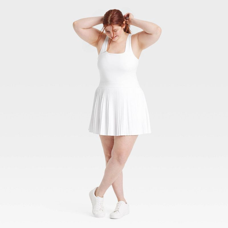 slide 3 of 6, Women's Pleated Active Dress - All In Motion™ White S, 1 ct
