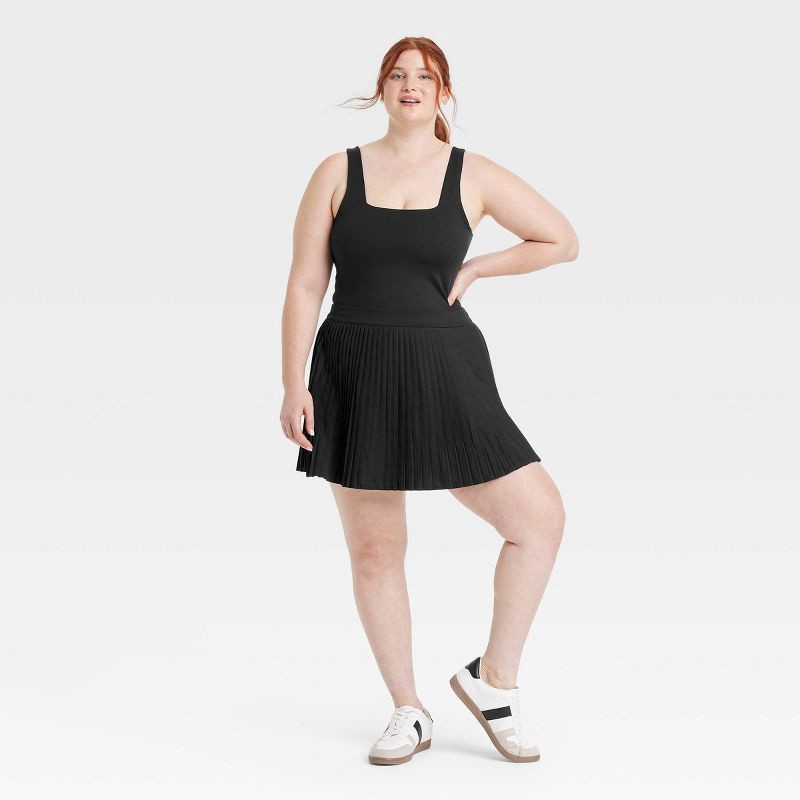 slide 3 of 6, Women's Pleated Active Dress - All In Motion™ Black L: Moisture Wicking, Built-in Shorts, UPF 50+, 1 ct