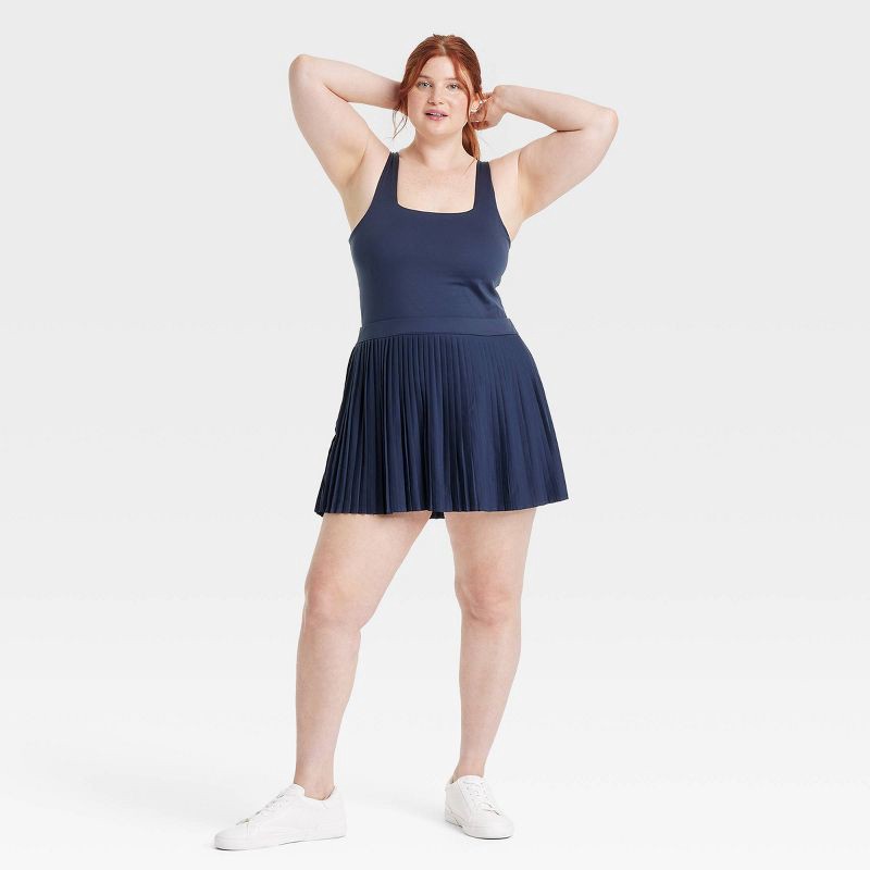 slide 3 of 6, Women's Pleated Active Dress - All In Motion™ Navy Blue XS: Moisture Wicking, Built-in Shorts, UPF 50+, 1 ct