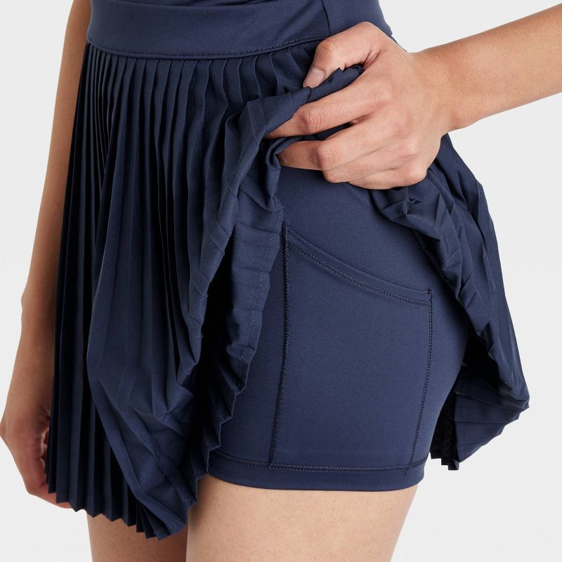 slide 6 of 6, Women's Pleated Active Dress - All In Motion™ Navy Blue XS: Moisture Wicking, Built-in Shorts, UPF 50+, 1 ct