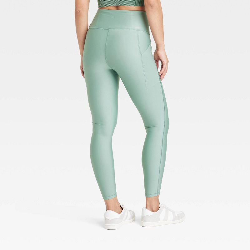 slide 2 of 7, Women's Effortless Support High-Rise Pocketed 7/8 Leggings - All In Motion™ Sage Green M: Moisture Wicking, Quick Drying, UPF 50+, 1 ct