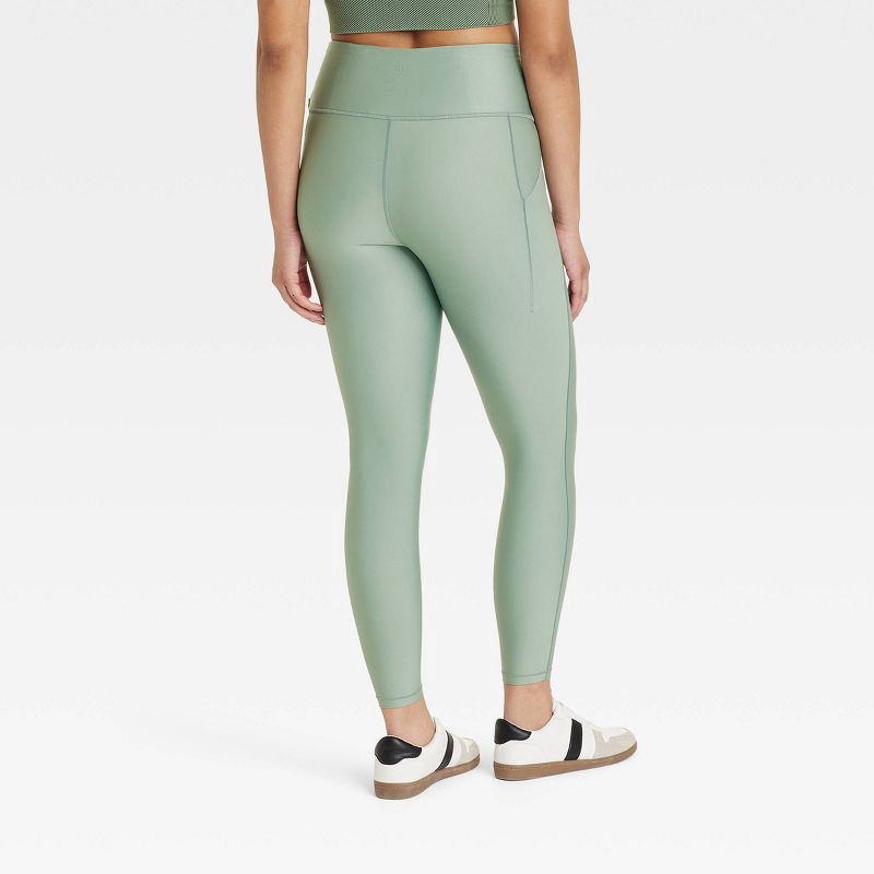 slide 4 of 7, Women's Effortless Support High-Rise Pocketed 7/8 Leggings - All In Motion™ Sage Green M: Moisture Wicking, Quick Drying, UPF 50+, 1 ct