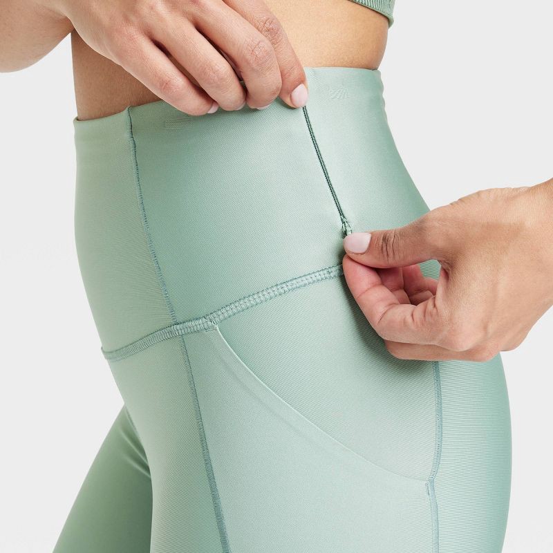 slide 6 of 7, Women's Effortless Support High-Rise Pocketed 7/8 Leggings - All In Motion™ Sage Green M: Moisture Wicking, Quick Drying, UPF 50+, 1 ct