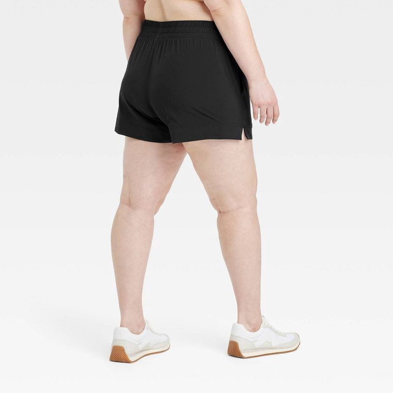 slide 4 of 6, Women's Woven Mid-Rise Shorts 4" - All In Motion™ Black XS: Lightweight, Quick-Dry, 4-Way Stretch, UPF 50+ Bottoms, 1 ct