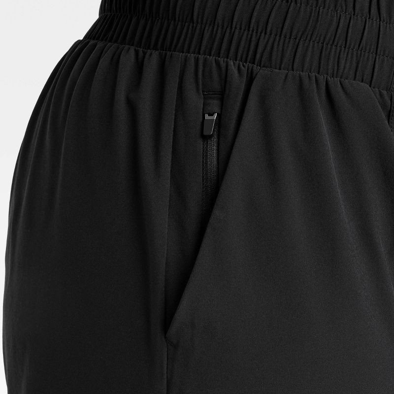 slide 3 of 3, Women's Woven Mid-Rise Shorts 4" - All In Motion™ Black XXL: Lightweight, Moisture-Wicking, Quick-Dry, 4-Way Stretch, UPF 50+, 1 ct