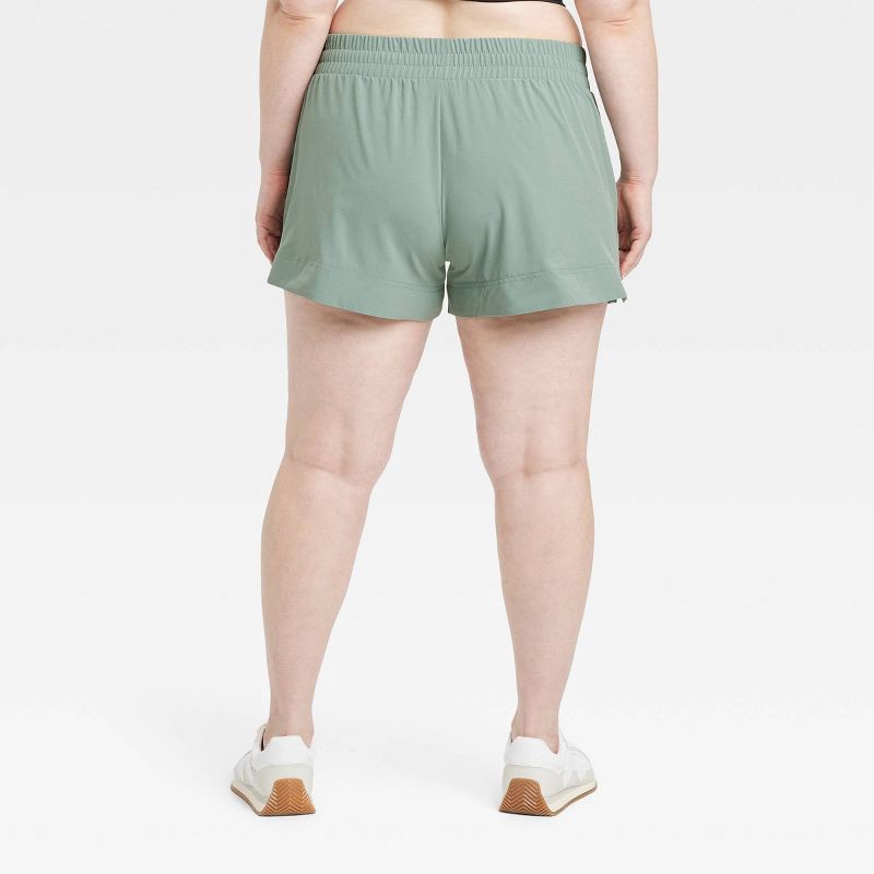 slide 4 of 6, Women's Woven Mid-Rise Shorts 4" - All In Motion™ Sage Green M: Lightweight, Moisture Wicking, UPF 50+, 1 ct