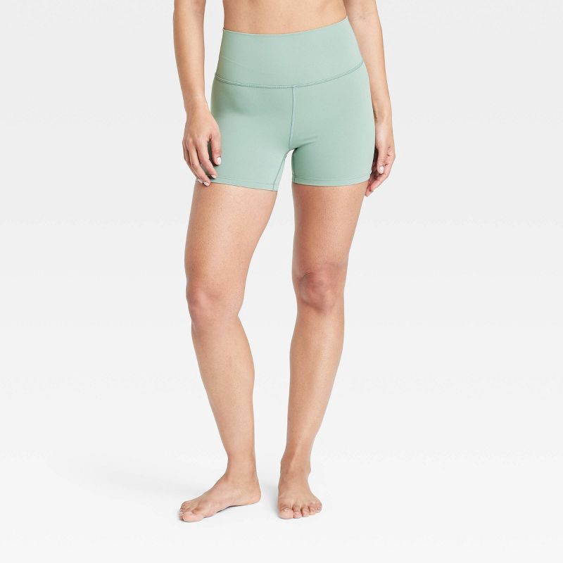 slide 1 of 5, Women's Everyday Soft Ultra High-Rise Bike Shorts 4" - All In Motion™ Sage Green S: Moisture Wicking, Quick Dry, UPF 50+, 1 ct